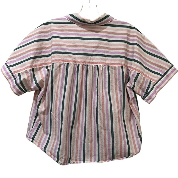 Universal Thread Medium 💯 Cotton Stripe Crop Shirt P - Picture 2 of 4